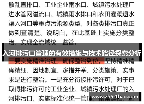 入河排污口管理的有效措施与技术路径探索分析